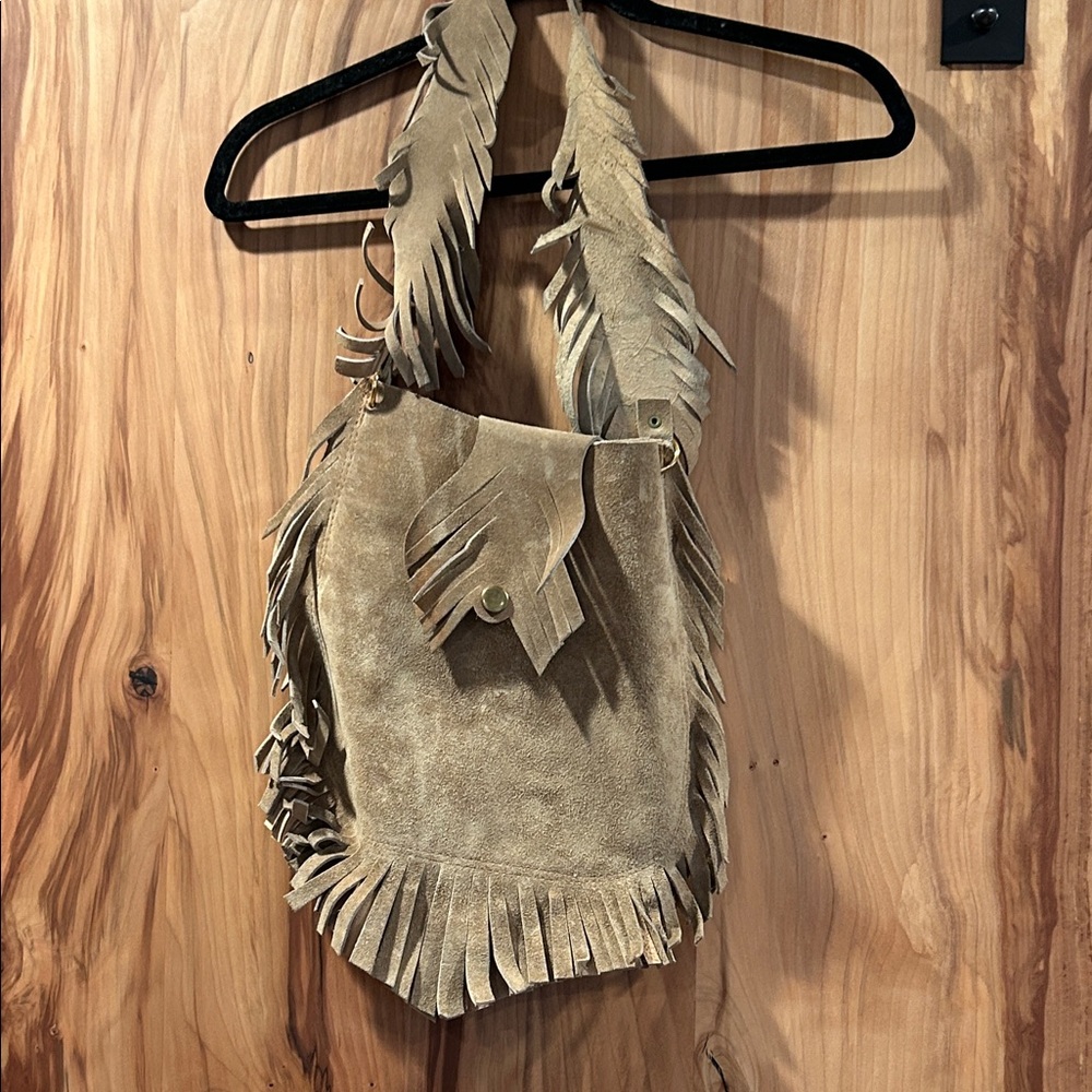 Vintage Source Unknown Suede Fringe Shoulder Bag - Tan- never used